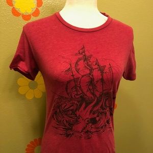 RVCA heather red ladies giant squid tee